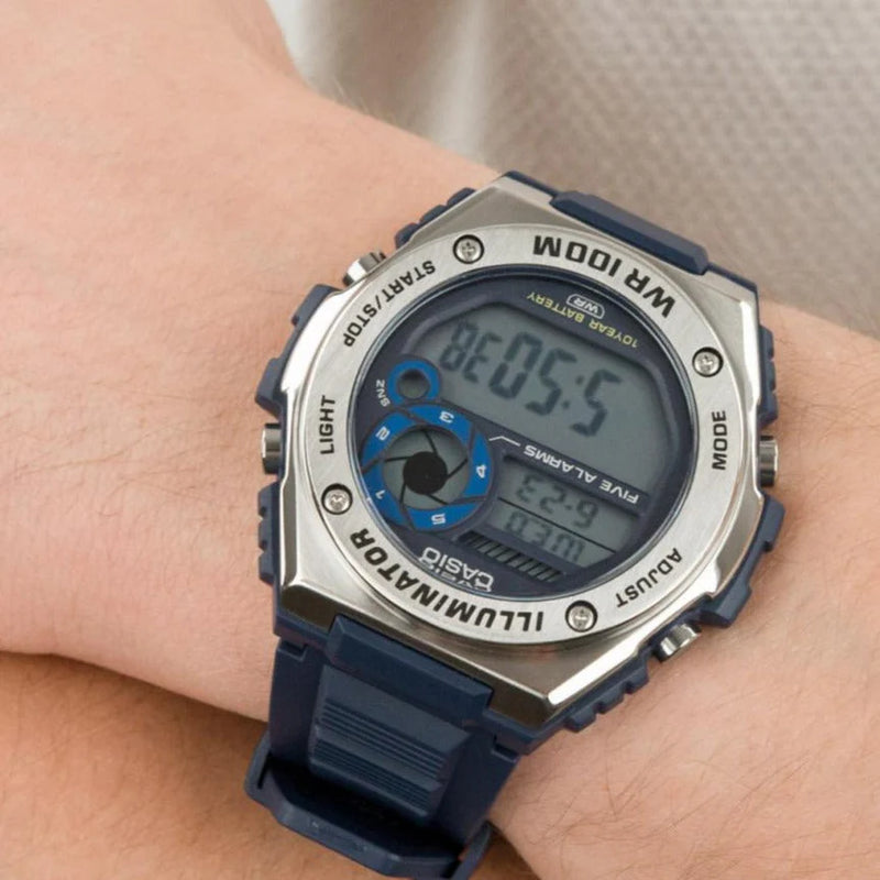Casio Men's Blue Resin Watch, Digital Display | Mwd-100h-2avdf by i-watch