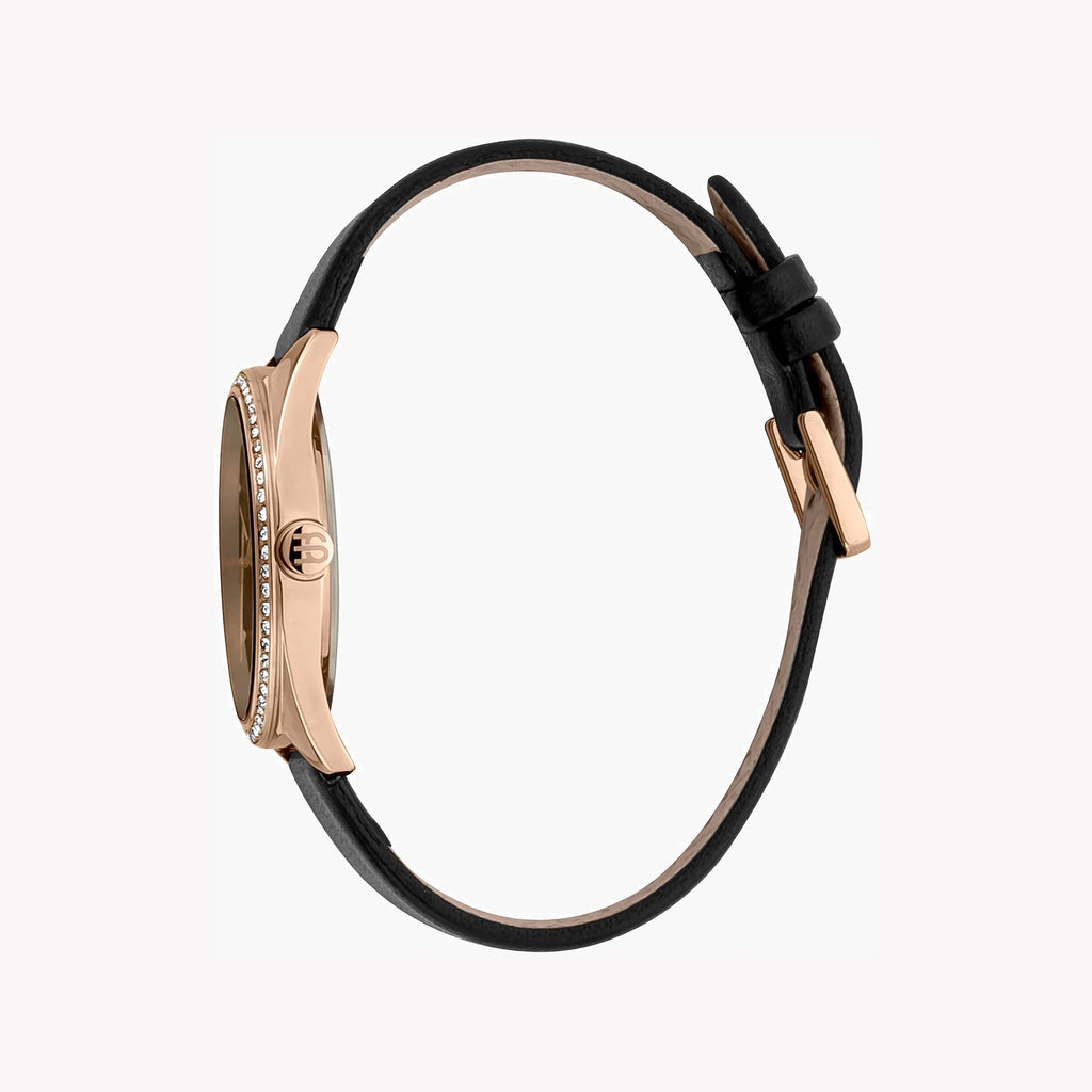 ESPRIT Women's Watch with Rose Gold Stainless Steel Case and Black Leather Band-i-Watch-3