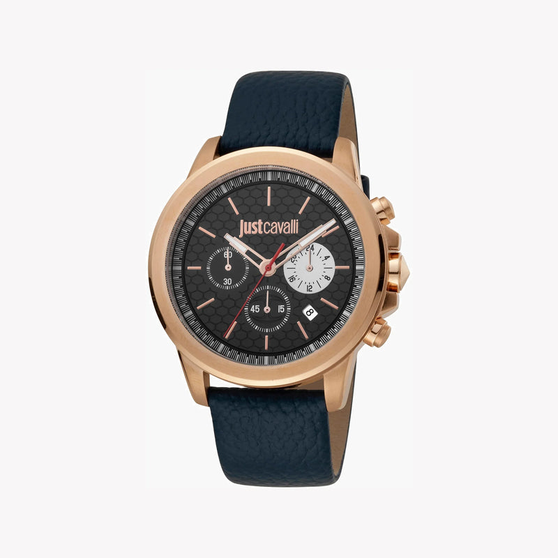 Just Cavalli Men's Blue Leather Watch, Black Dial | Jc1g140l0025 by i-watch