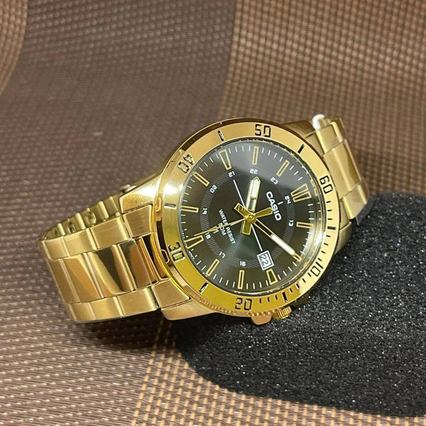 Casio Men's Gold Watch, Black Dial | Mtp-V004g-1c by i-watch