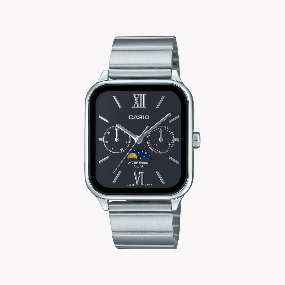 Casio Men's Silver Watch, Black Dial | Mtp-M305d-1a2vdf by i-watch