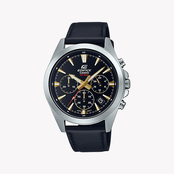 Casio Edifice Efv-630l-1avudf - Sporty Elegance Men's Watch With Black Dial & Leather Band by i-watch