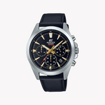 CASIO EDIFICE EFV-630L-1AVUDF - SPORTY ELEGANCE MEN'S WATCH WITH BLACK DIAL & LEATHER BAND