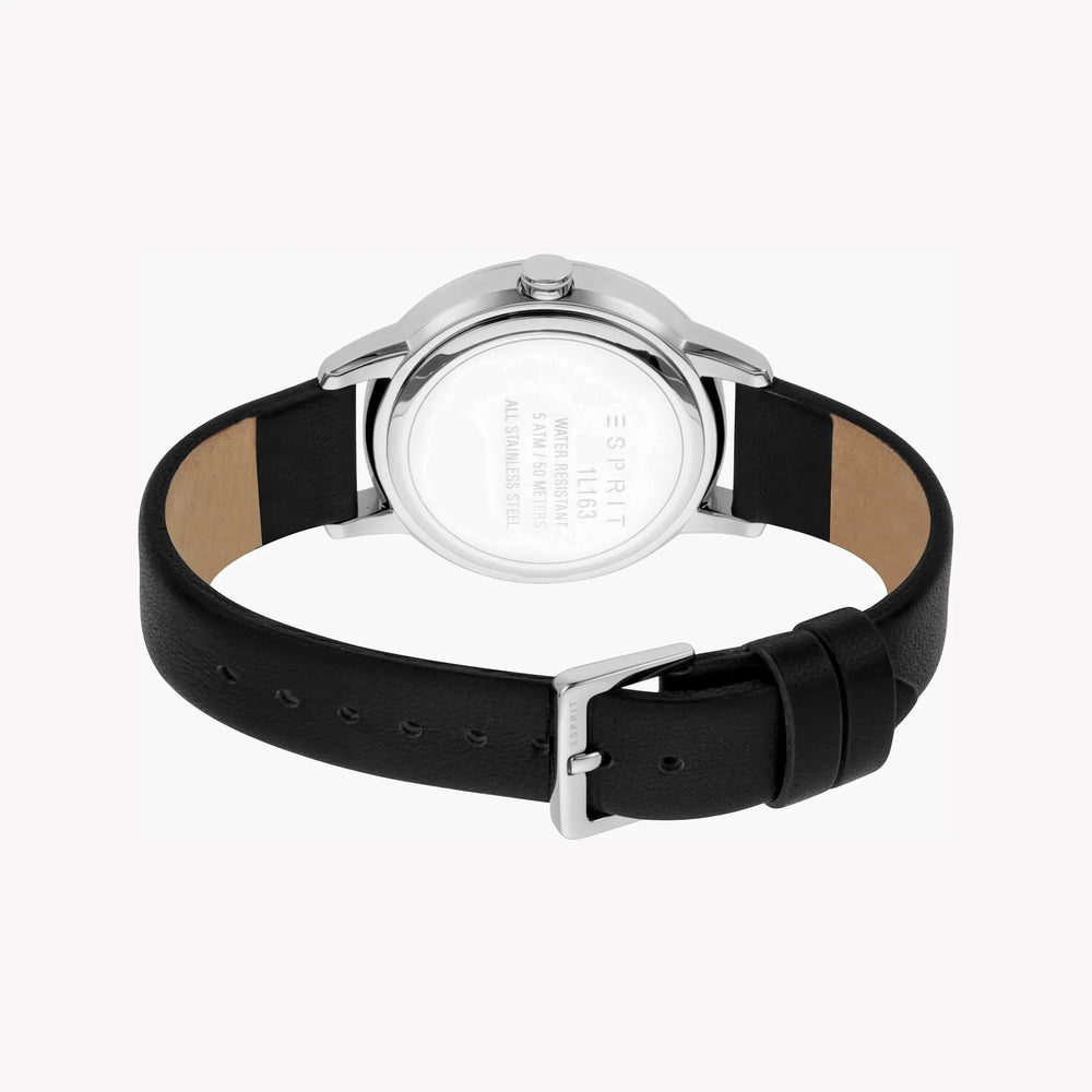 Esprit Women's Black Leather Watch, Silver Dial | Es1l084m0025 by i-watch