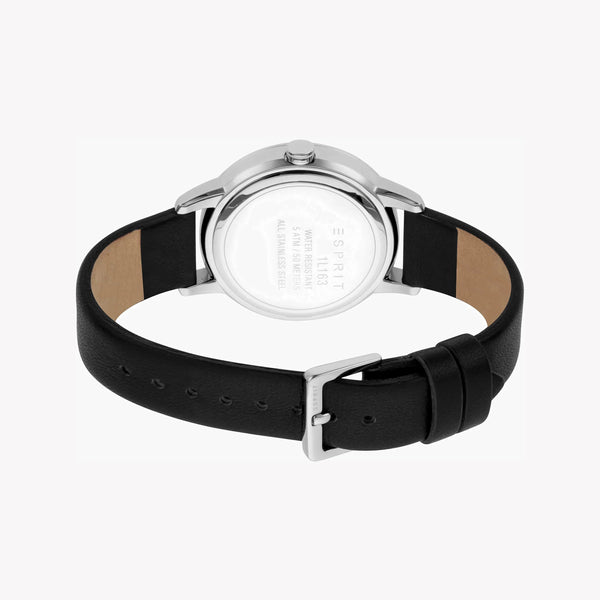 Esprit Women's Black Leather Watch, Silver Dial | Es1l084m0025 by i-watch
