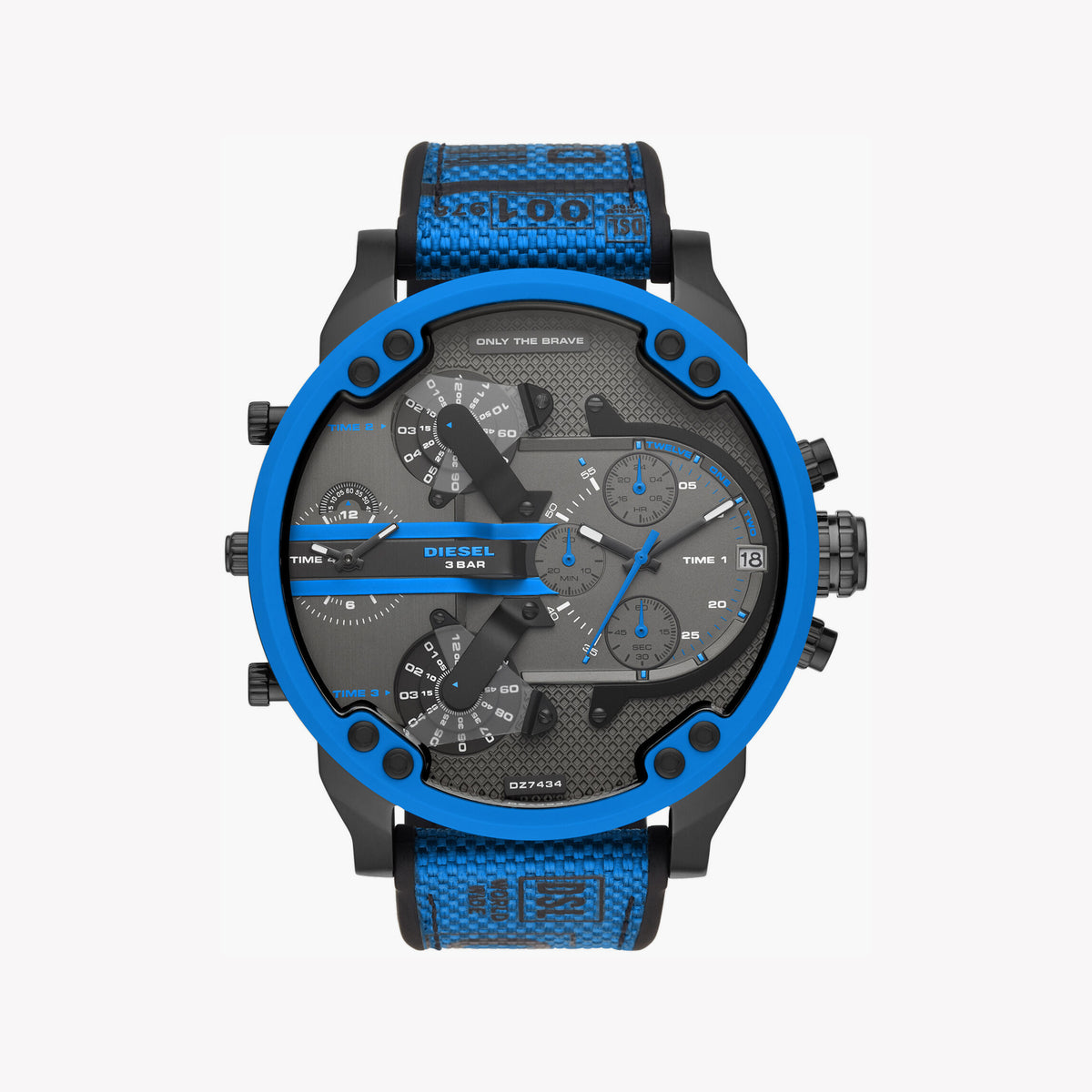 DIESEL DZ7434 DYNAMIC VERSATILITY - BOLD MEN'S WATCH WITH BLACK STAINLESS STEEL & BLUE FABRIC BAND