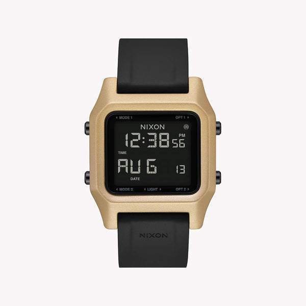 Nixon Unisex Black Stainless Steel, Gold Silicone | A1282-010 by i-watch