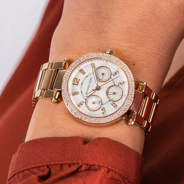 Chic Allure Women's Rose Gold Stainless Steel Watch, White Dial | Mk5616 by i-watch