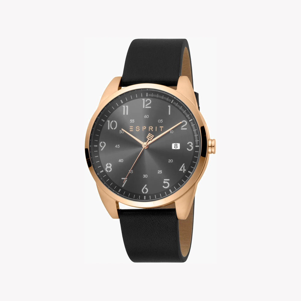 Esprit Men's Black Leather Watch, Black Dial | Es1g052m0025 by i-watch