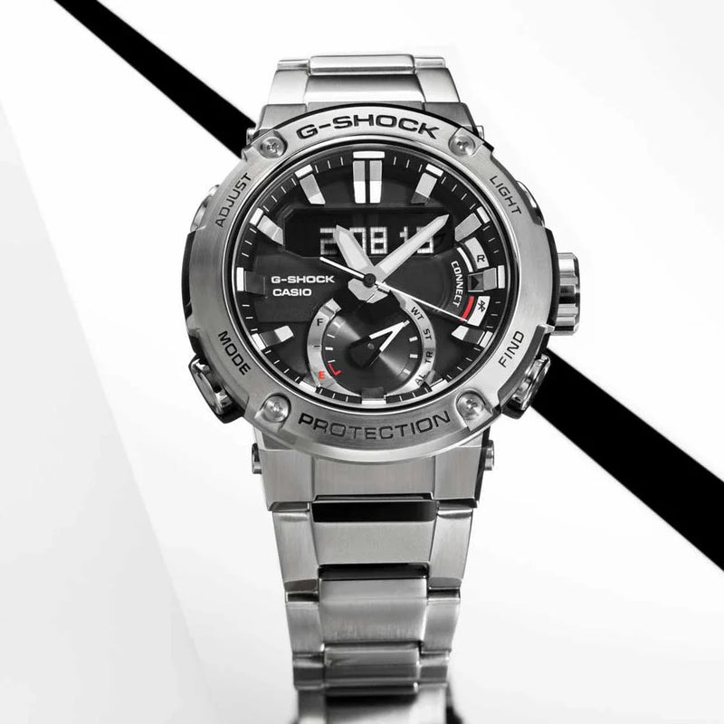 Casio G-Shock Gst-B200d-1adr - Boldly Built For Adventure & Style Men's Watch With Silver Stainless Steel BAnd and Black Dial by i-watch