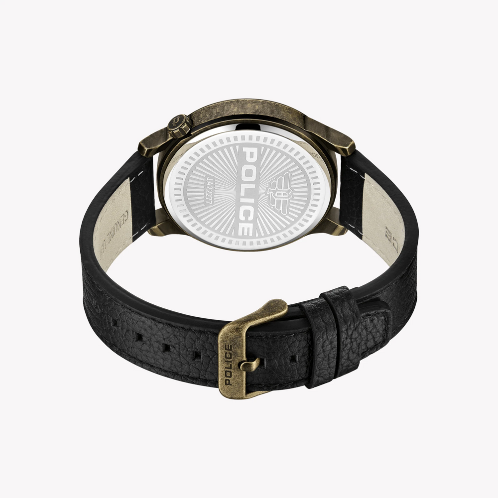 Police Men's Black Stainless Steel Watch, Black Leather | Pewja2227702 by i-watch