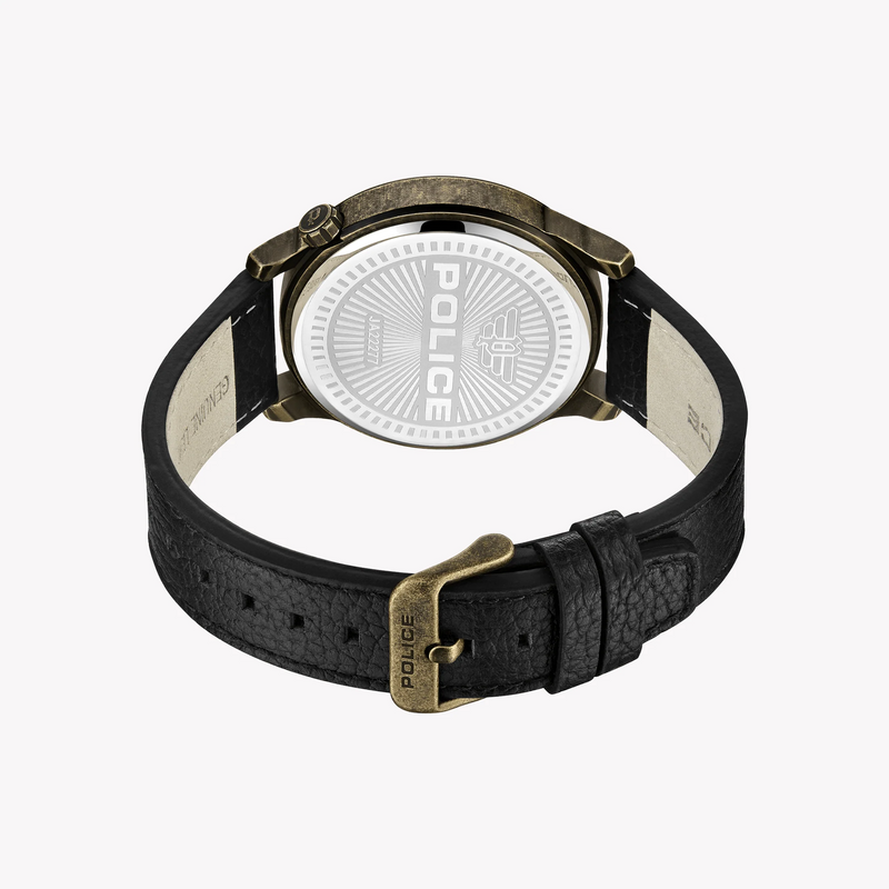 Police Men's Black Stainless Steel Watch, Black Leather | Pewja2227702 by i-watch
