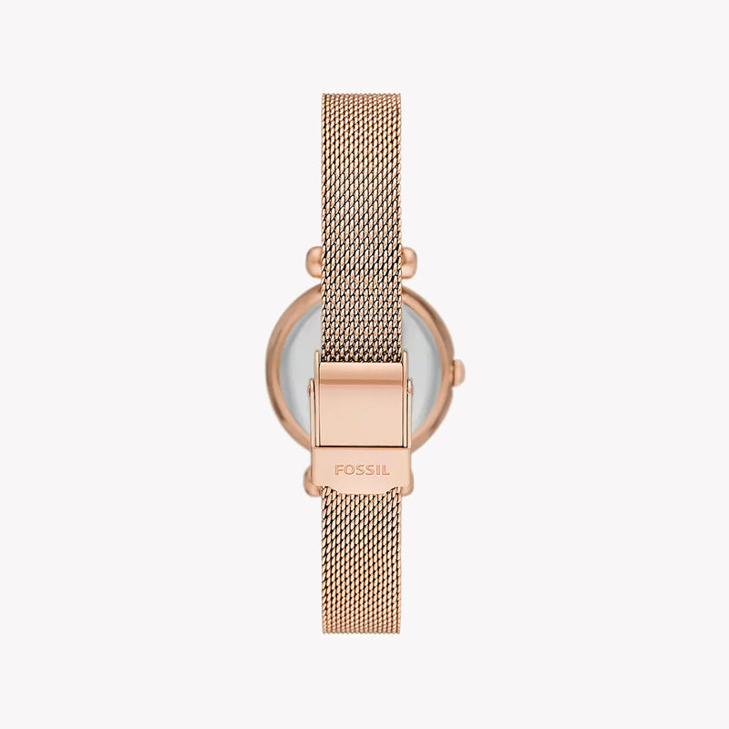Fossil Women's Rose Gold Mesh Watch, White Dial | Bq3897 by i-watch