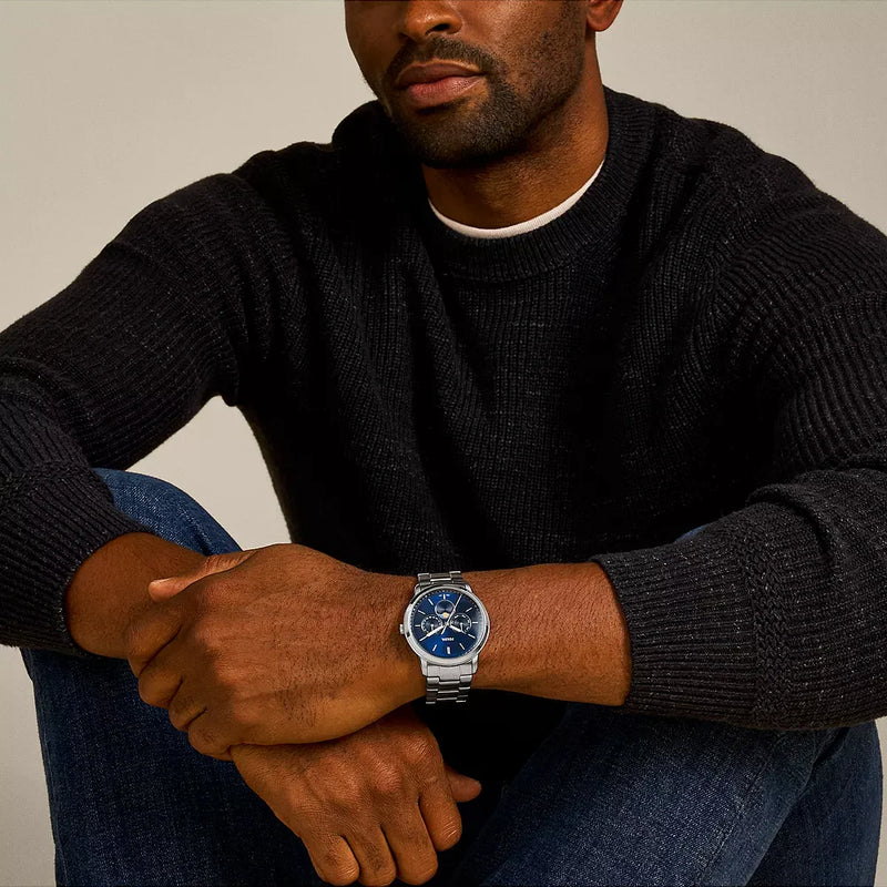 Fossil Men's Silver Stainless Steel, Blue Dial | Fs5907 by i-watch