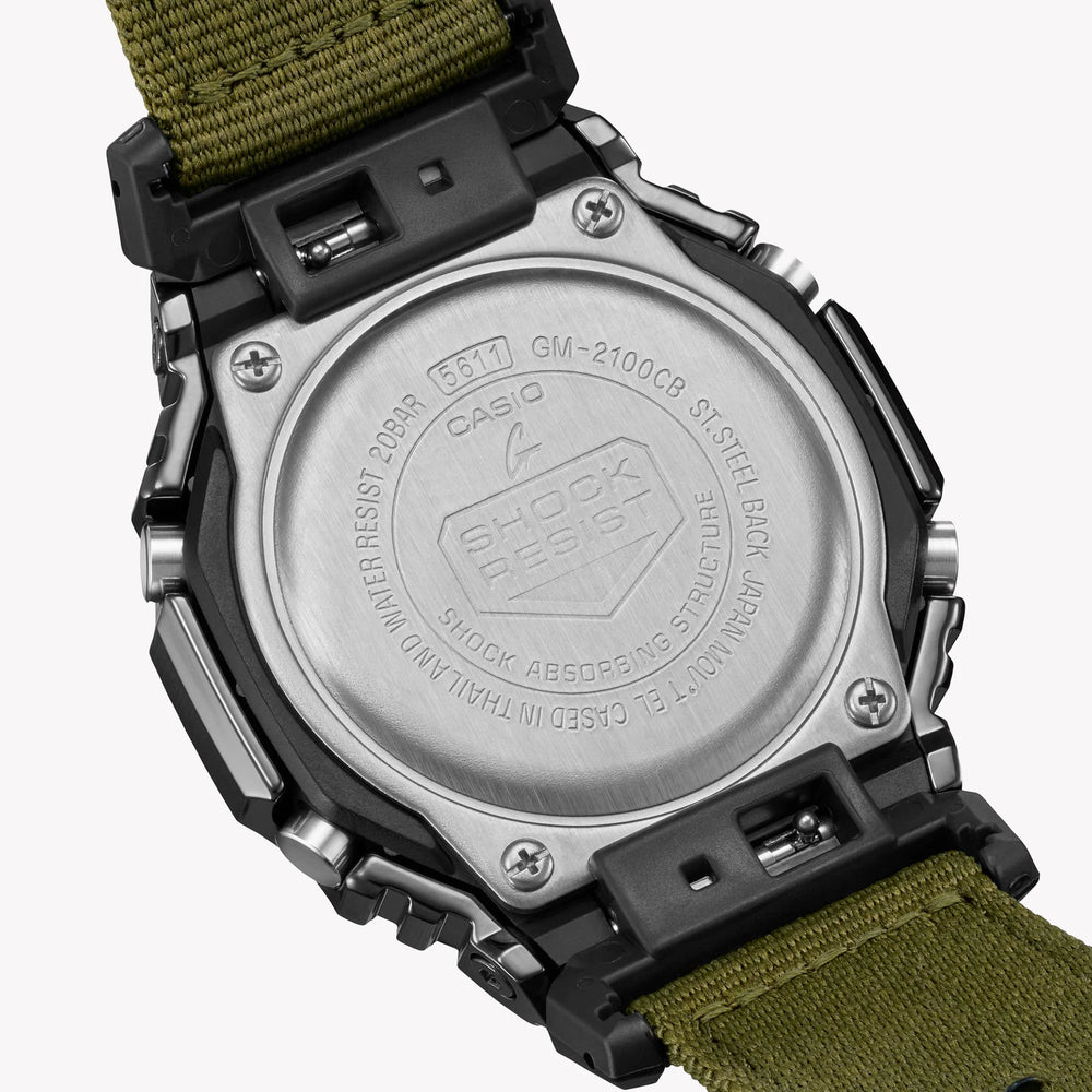 Casio Men's Green Cloth Watch, Black Dial | Gm-2100cb-3aer by i-watch