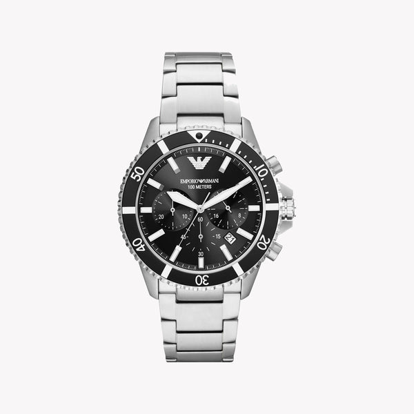 Emporio Armani Men's Silver Watch, Black Dial | Ar11360 by i-watch