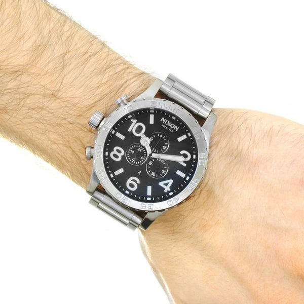 Nixon Men's Silver Watch, Black Dial | A083-000 by i-watch