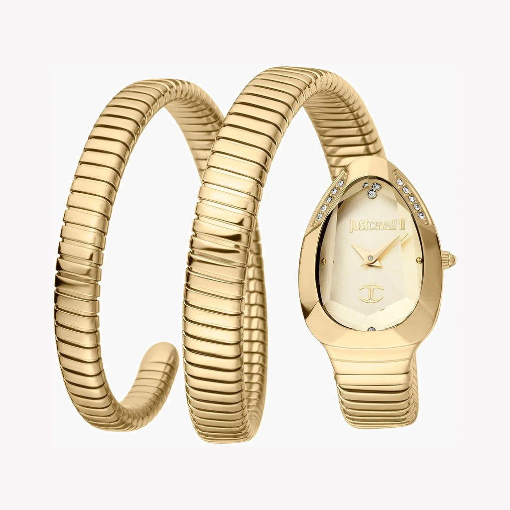 JUST CAVALLI Women's Watch with Gold Stainless Steel Case and Gold Stainless Steel Band