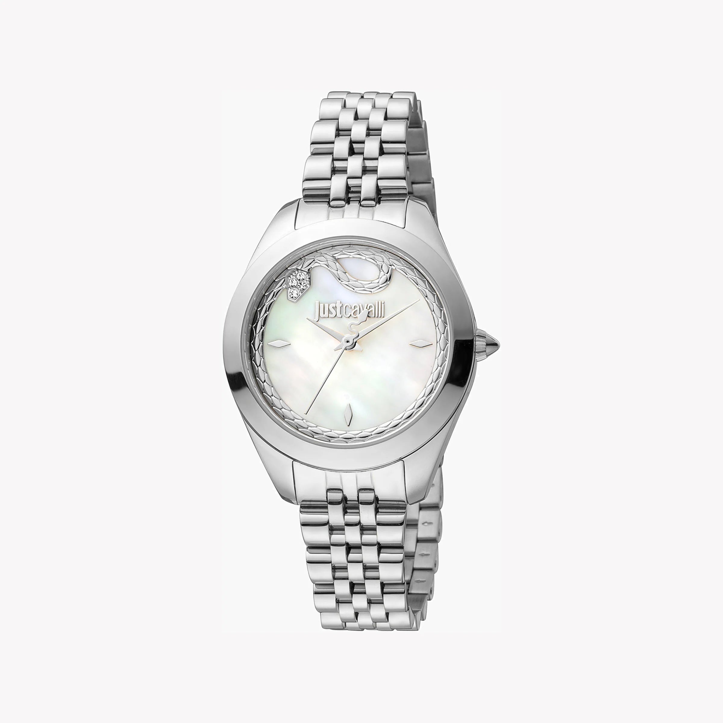 JUST CAVALLI Women's Watch with Silver Stainless Steel Case and Silver Stainless Steel Band