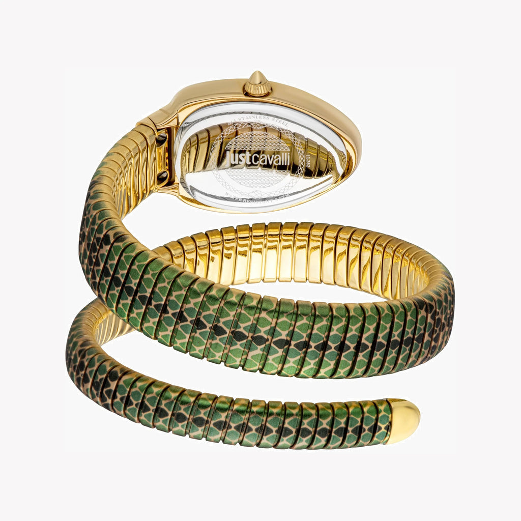 JUST CAVALLI Women's Watch with Gold Stainless Steel Case and Gold & Green & Black Stainless Steel Band-i-Watch-3