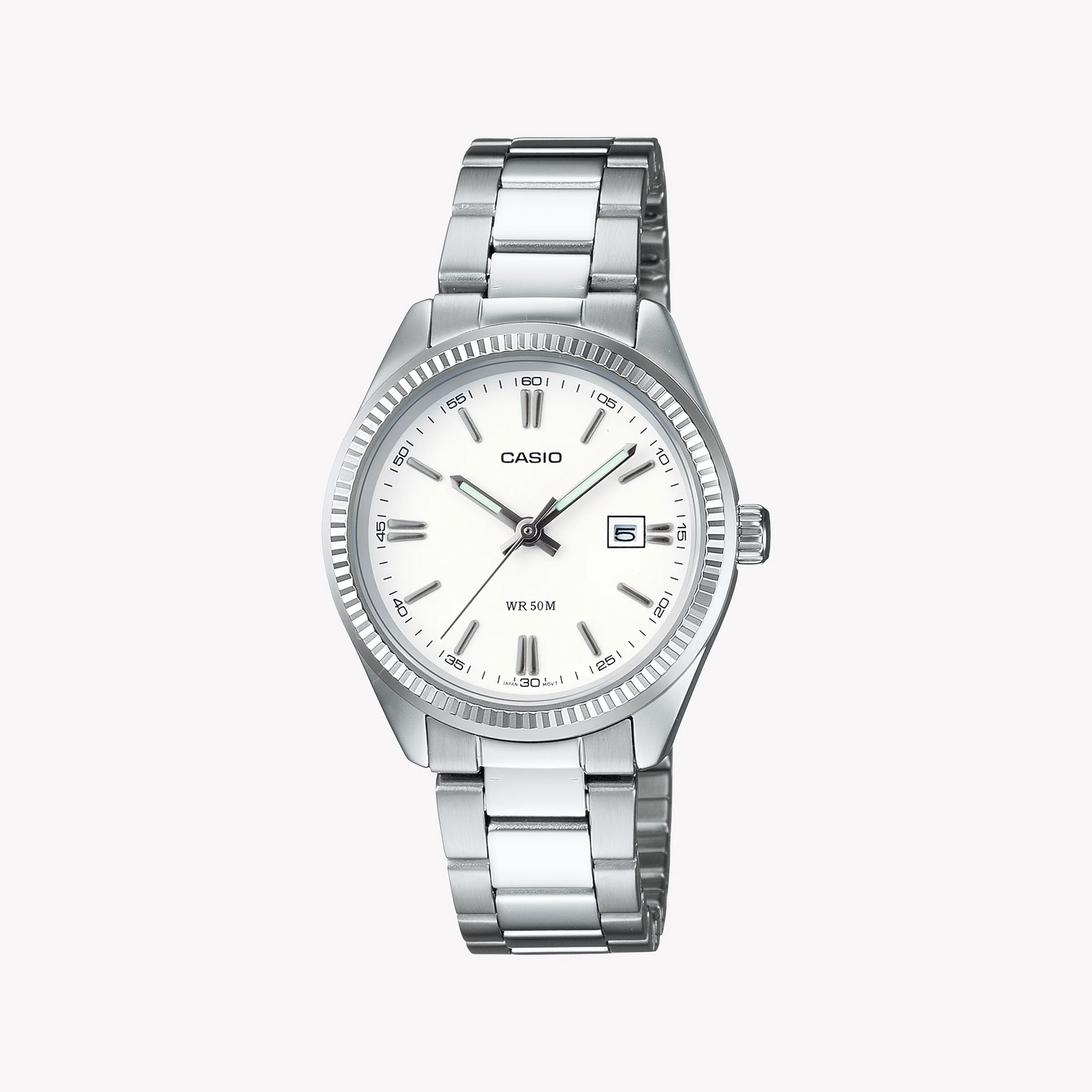 Casio Women's Silver Metal Watch, White Dial | Ltp-1302pd-7a1veg by i-watch