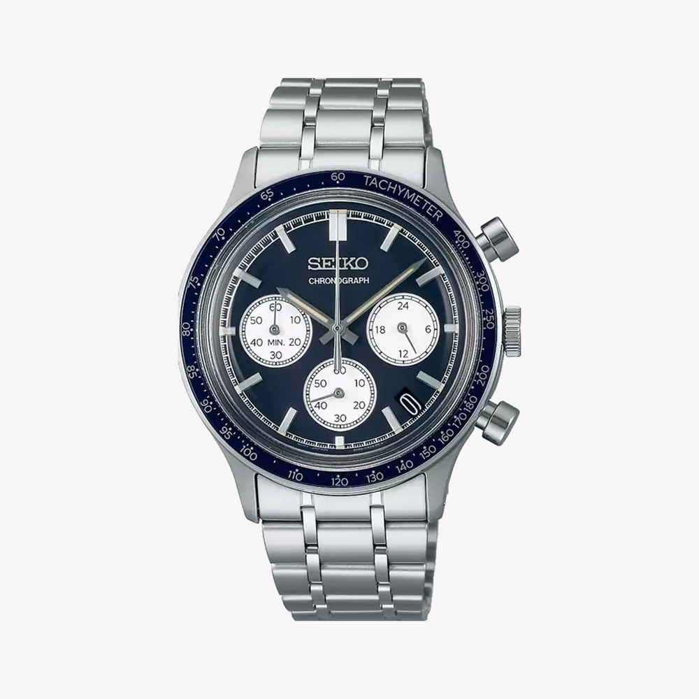 SEIKO Men's Stainless Steel Dark Blue Dial Watch | SSB477P1 by i-watch