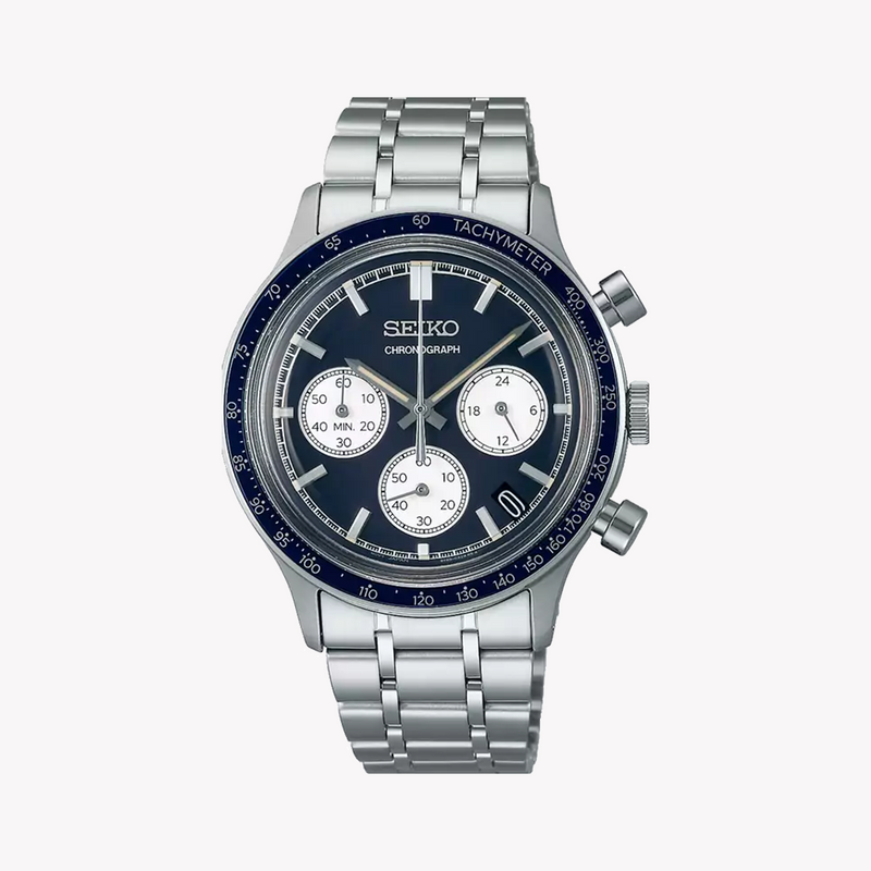SEIKO Men's Stainless Steel Dark Blue Dial Watch | SSB477P1 by i-watch
