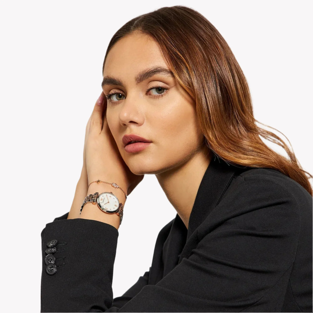 Emporio Armani Women's Silver & Rose Gold Watch, White Dial | Ar80037 by i-watch