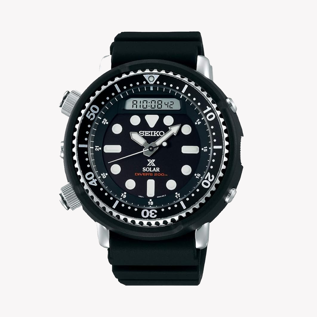 SEIKO Men's Stainless Steel/Black Solar Diver's Watch SNJ025P1