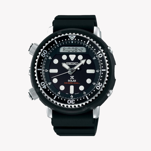 SEIKO Men's Stainless Steel/Black Solar Diver's Watch SNJ025P1