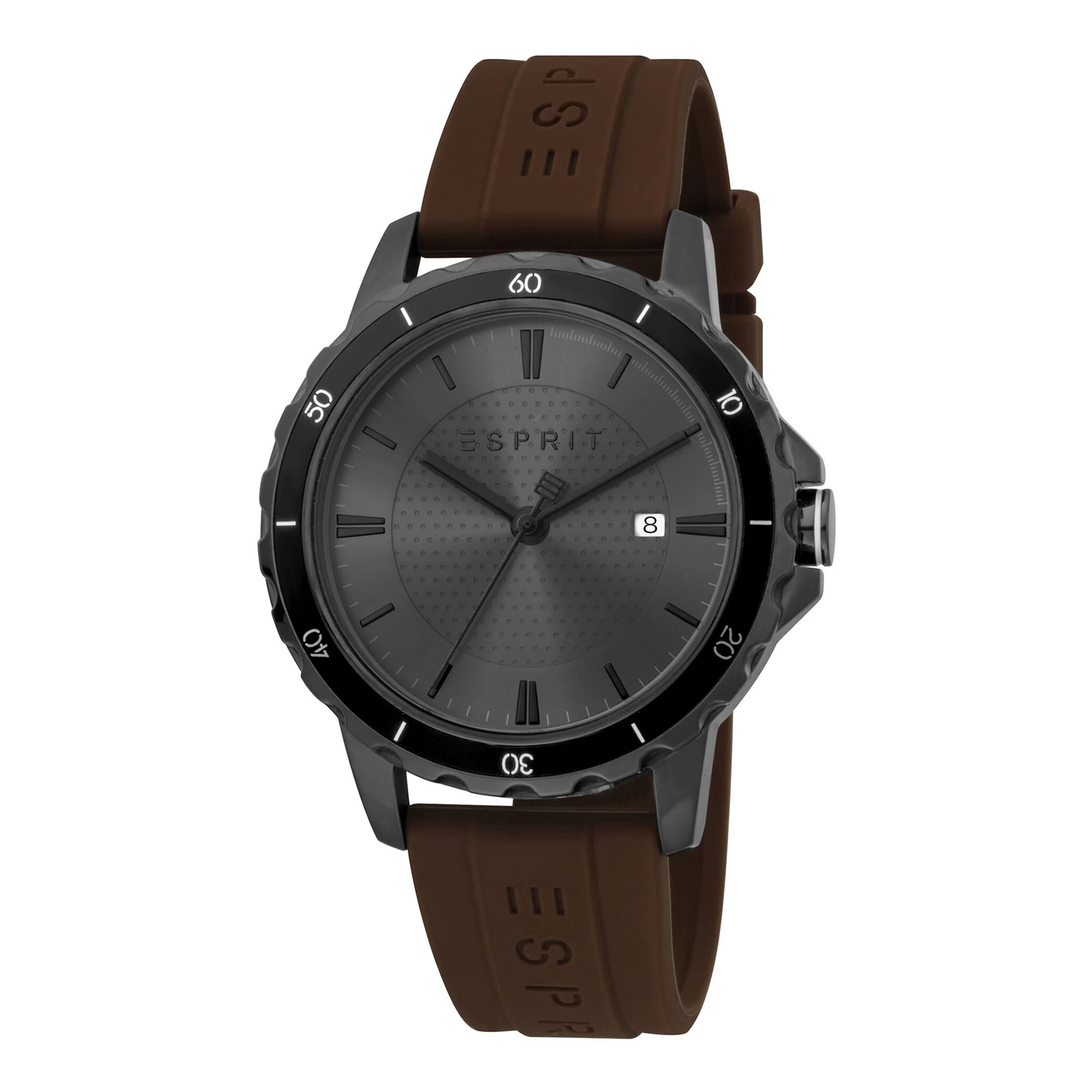 Esprit Men's Classic Timepiece - Stylish Black Dial & Brown Rubber Band by i-watch