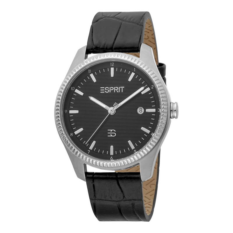 Esprit Men's Timeless Black Leather Watch - Stylish Stainless Steel & Classic Black Dial by i-watch
