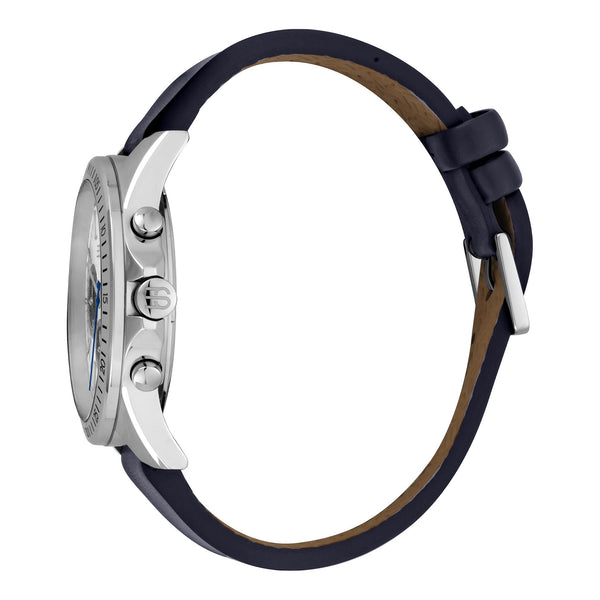 Esprit Men's Blue Leather Slim Silver Dial - Timeless Style Elegance by i-watch
