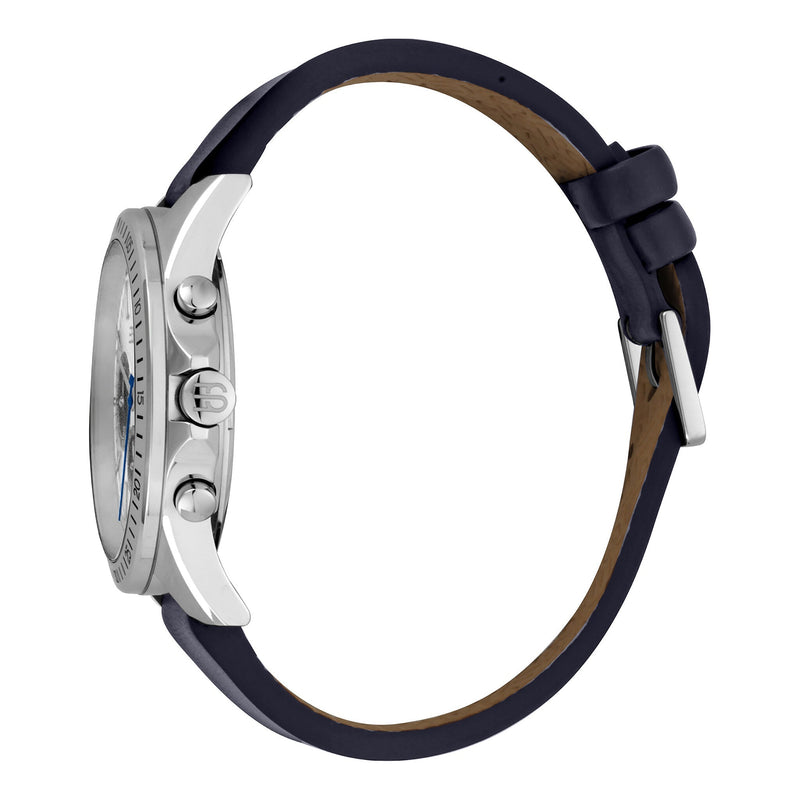 Esprit Men's Blue Leather Slim Silver Dial - Timeless Style Elegance by i-watch