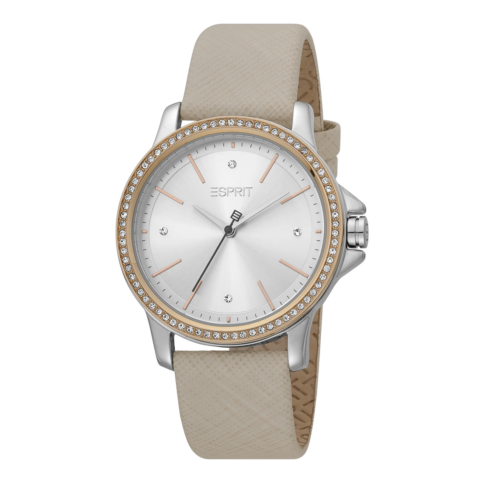 Esprit Women's Watch With Silver Stainless Steel Case And Beige Leather Band by i-watch