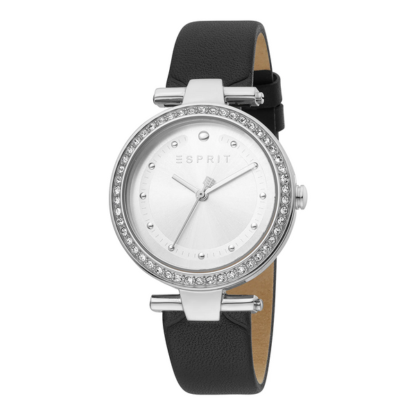 Esprit Women's Watch With Silver Stainless Steel Case And Black Leather Band by i-watch