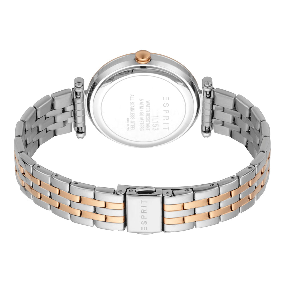 Esprit Women's Watch With Silver Stainless Steel Case And Silver & Rose Gold Stainless Steel Band by i-watch