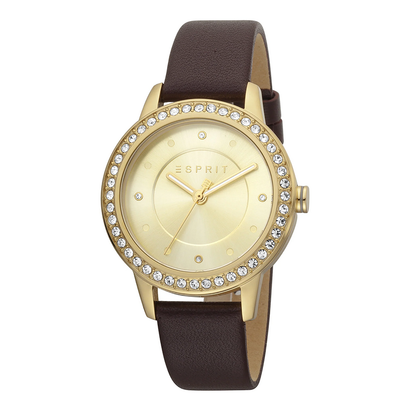 Esprit Women's Watch With Gold Stainless Steel Case And Burgundy Leather Band by i-watch