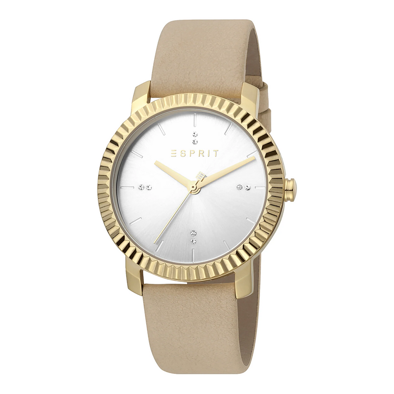 Esprit Women's Watch With Silver Stainless Steel Case And Beige Leather Band by i-watch