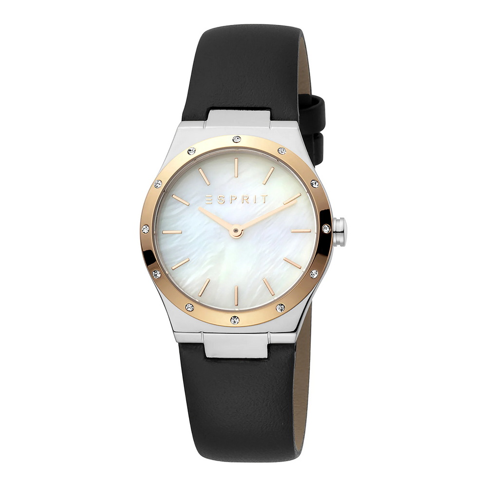 Esprit Women's Watch With Silver Stainless Steel Case And Black Leather Band by i-watch