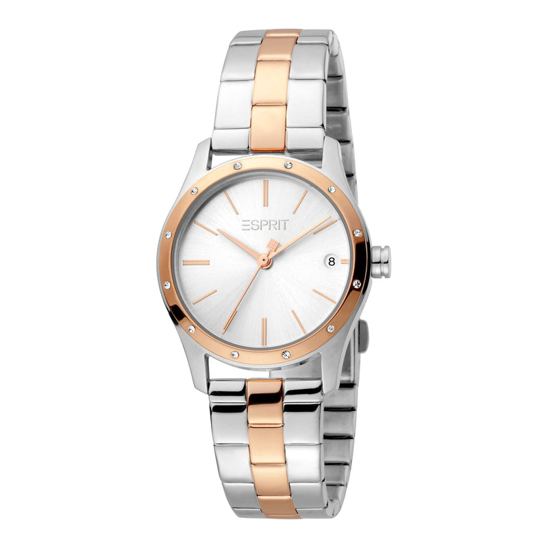 Esprit Women's Watch With Silver Stainless Steel Case And Silver & Rose Gold Stainless Steel Band by i-watch
