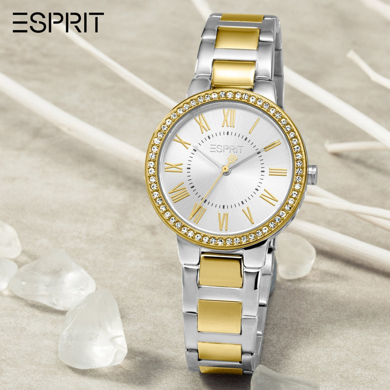 Esprit Women's Watch With Silver Stainless Steel Case And Silver & Gold Stainless Steel Band by i-watch