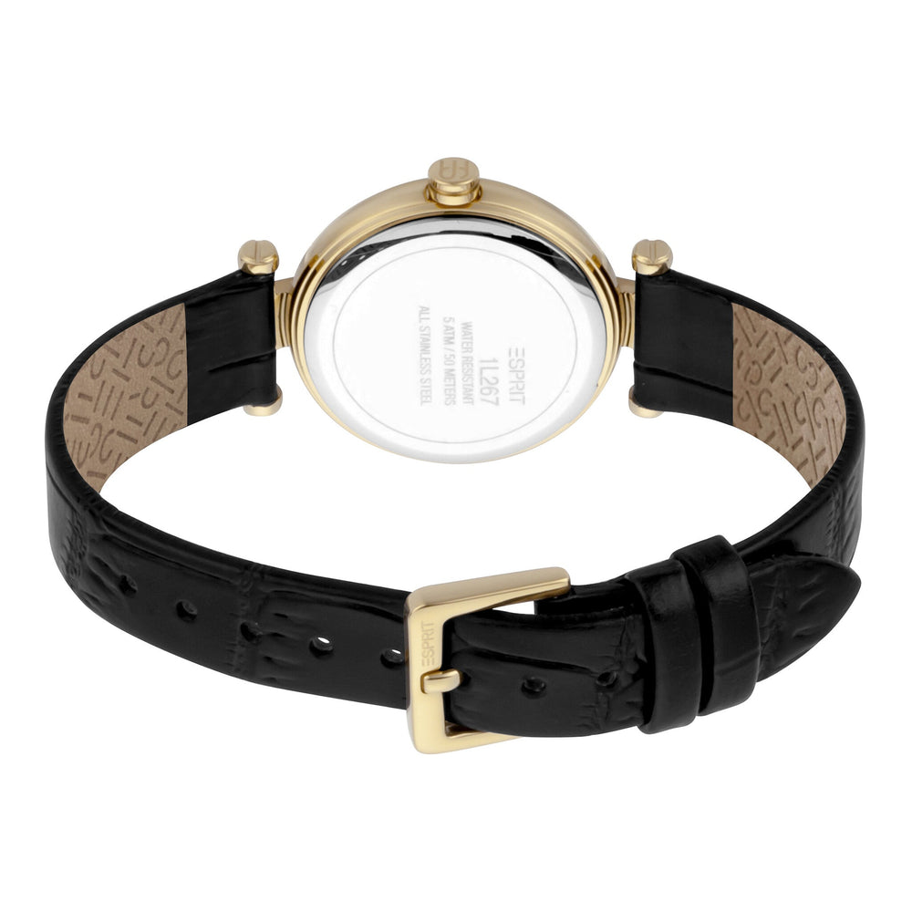 Esprit Women's Watch With Gold Stainless Steel Case And Black Leather Band by i-watch