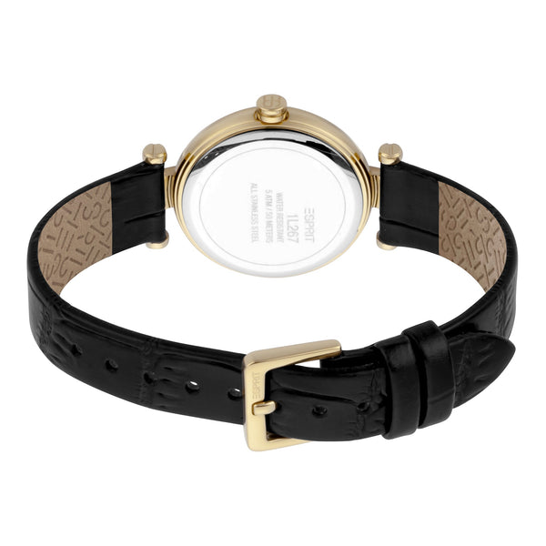 Esprit Women's Watch With Gold Stainless Steel Case And Black Leather Band by i-watch