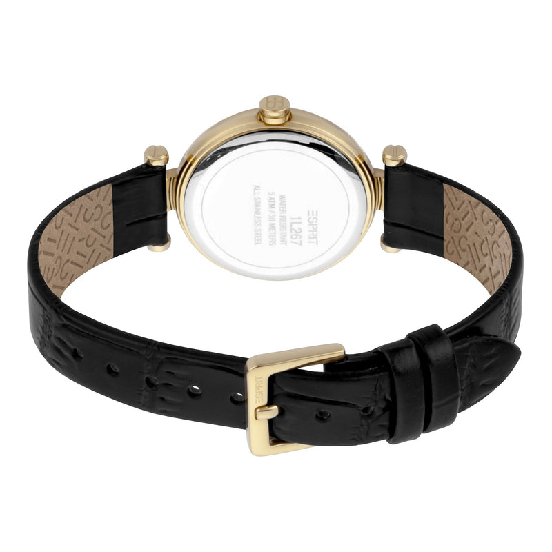 Esprit Women's Watch With Gold Stainless Steel Case And Black Leather Band by i-watch