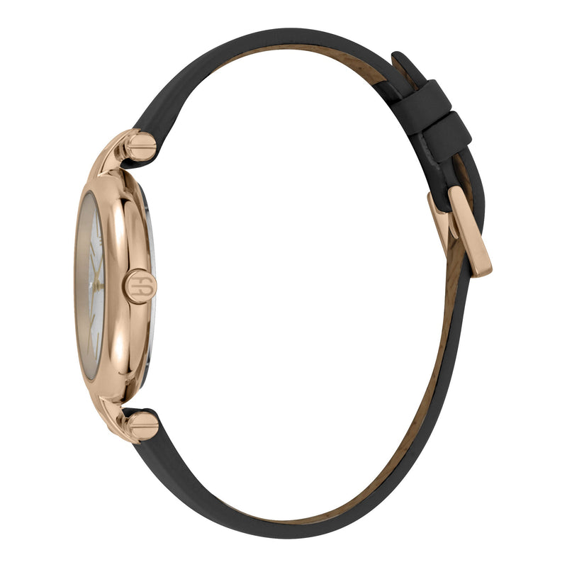 Esprit Women's Watch With Rose Gold Stainless Steel Case And Black Leather Band by i-watch