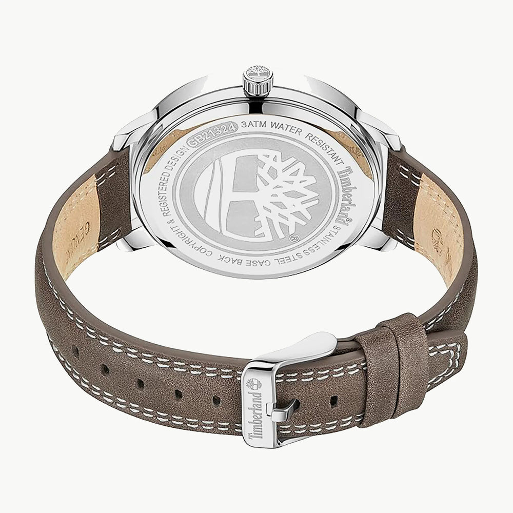 Timberland Men's Silver Stainless Steel, Brown Leather | Tdwgb2132401 by i-watch