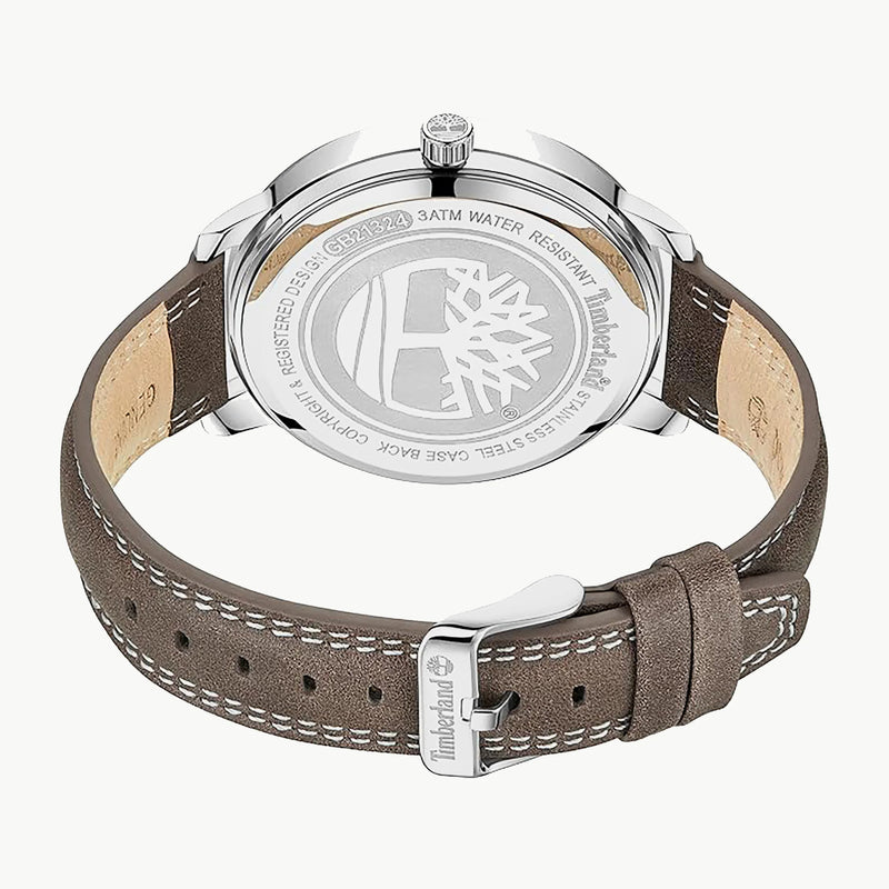 Timberland Men's Silver Stainless Steel, Brown Leather | Tdwgb2132401 by i-watch