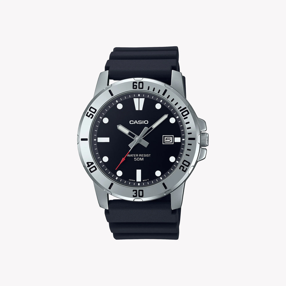 Casio Men's Stainless Steel Watch, Black Resin Band | Mtp-Vd01-1ev by i-watch