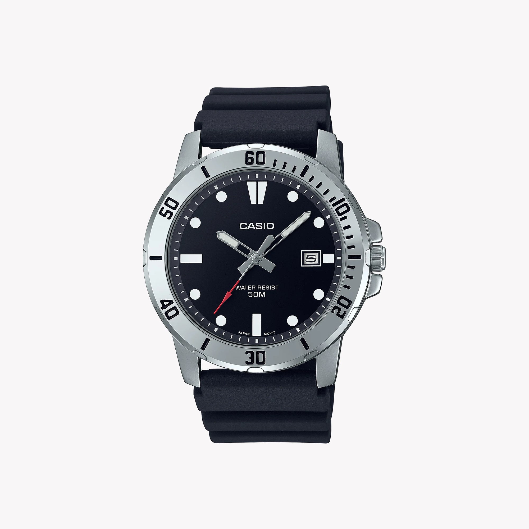 Casio Men's Stainless Steel Watch, Black Resin Band | Mtp-Vd01-1ev